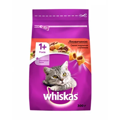 Сухий корм для кішок Whiskas з яловичиною 300 г (5900951356902)