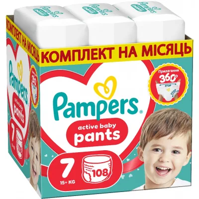 Підгузки Pampers Active Baby Pants Розмір 7 (15+ кг) 108 шт (8006530305747)