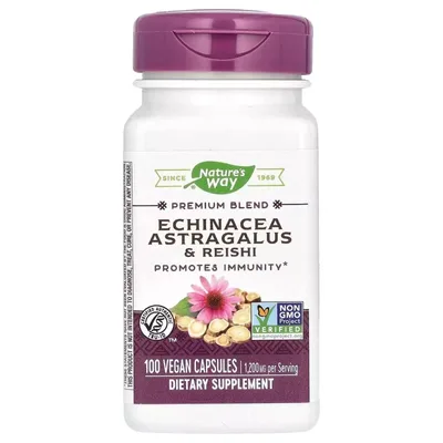 Трави Nature's Way Ехінацея, астрагал та рейші, 1200 мг, Echinacea Astragalus&Reishi, 100 ве (NWY-00413)