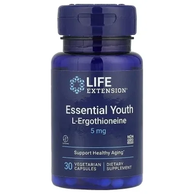 Вітамінно-мінеральний комплекс Life Extension L-ерготіонеїн та молодість, 5 мг, Essential Youth L-Ergothioneine, 30 вег (LEX-24313)