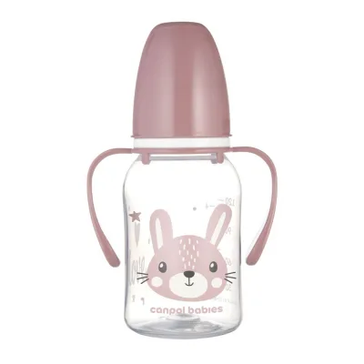 Пляшечка для годування Canpol babies CUTE ANIMALS стандартна з ручками 120 мл рожева (11/823_pin)