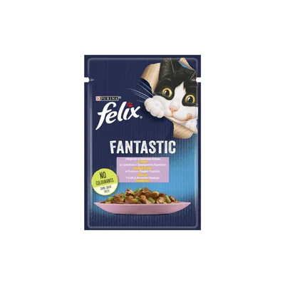Вологий корм для кішок Purina Felix Fantastic з фореллю та зеленими бобами в желе 85 г (7613039841617) (упаковка 26 шт)