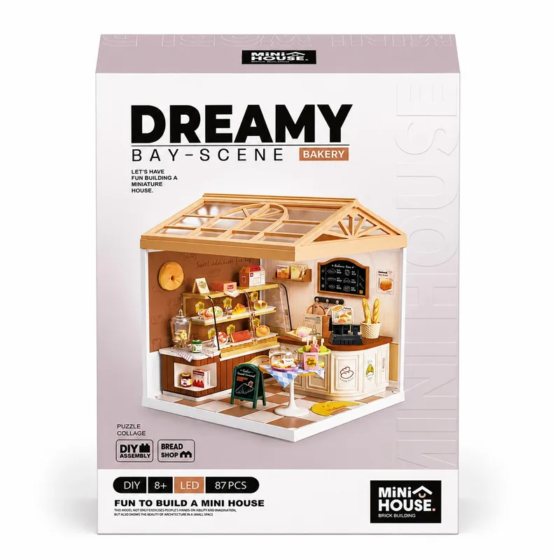 Конструктор Mini House румбокс серії Інтер'єр – Пекарня (світло) (8011)