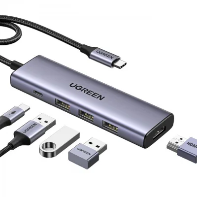 Порт-реплікатор Ugreen Dock CM511 5in1 USB3.1 Type-C --> HDMI 60Hz/3xUSB-А 3.0/Type-C/PD 100W (15597)
