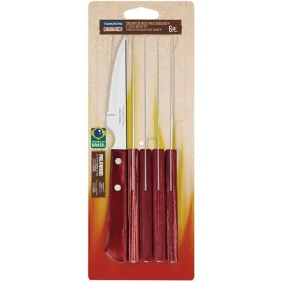 Столовий ніж Tramontina Barbecue Polywood для стейку 6 шт Red Wood (21109/674)