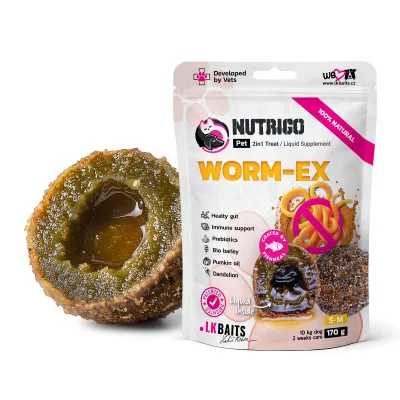 Ласощі для собак LK Baits Pet Nutrigo Worm-Ex S-M для середніх порід з рослинним комплексом для кишківника (Ø 20 мм) 170 г (7771158)