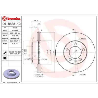 Гальмівний диск Brembo 09.B633.10