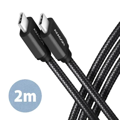 Дата кабель USB-C to USB-C 2.0m v3.2 Gen 1 PD 60W 3A black AXAGON (BUCM3-CM20AB)