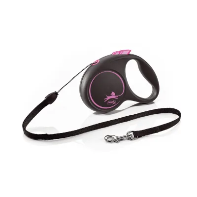 Повідець для собак Flexi Black Design S трос 5 м (рожевий) (4000498033319)