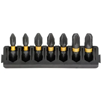 Набір біт DeWALT в касеті для Tough Case, FlexTorq, L = 25 мм, Pz1 – 2 шт, Pz2 – 3 шт, Pz3 – 2 шт (DT70812)
