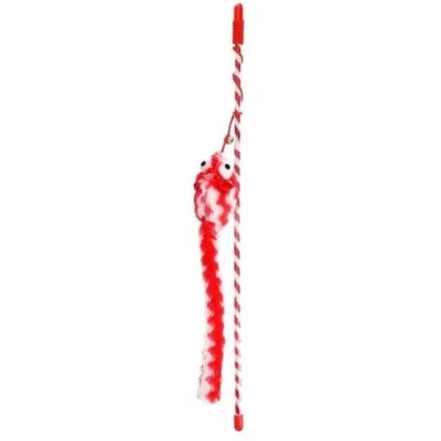 Іграшка для котів Hippie Pet Вудка з довгохвостиком червона 46 см (HIPCW16021R)