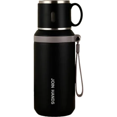 Термос Merlion з чашкою 0,6 л, чорний (TermTea-600/Black)