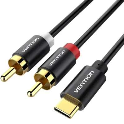 Кабель мультимедійний USB-C M to 2xRCA M 1.5m black Vention (BGDBG)