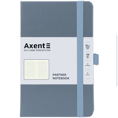 Книга записна Axent Partner 125x195 мм 96 аркушів, клітинка сіра (8201-62-A)
