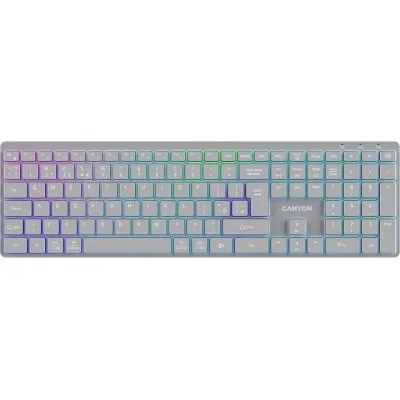 Клавіатура Canyon HKB-W11 Slim Dual Mode Wireless/Bluetooth RGB UA Grey (CNS-HBTK11G)