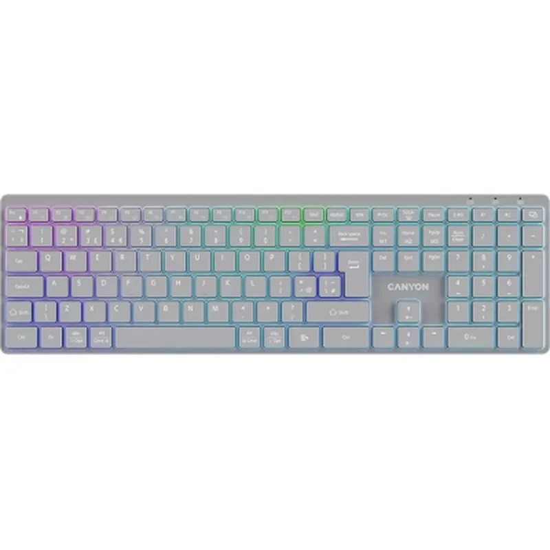 Клавіатура Canyon HKB-W11 Slim Dual Mode Wireless/Bluetooth RGB UA Grey (CNS-HBTK11G)