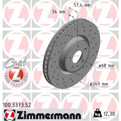 Гальмівний диск ZIMMERMANN 100.3373.52