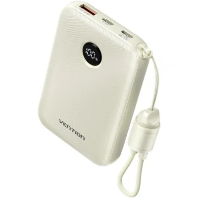 Батарея універсальна Vention 10000mAh 22,5W Fast Charging, USB-A, 2xUSB-C Beige (FKAN0-C)
