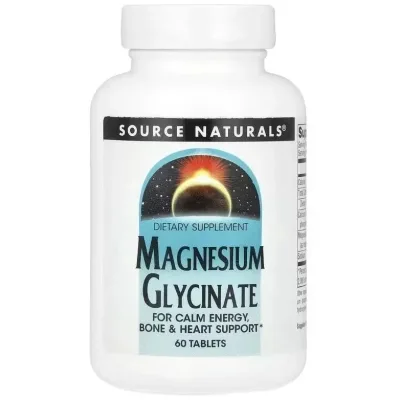 Вітамінно-мінеральний комплекс Source Naturals Магній гліцинат, Magnesium Glycinate, 60 таблеток (SN2890)