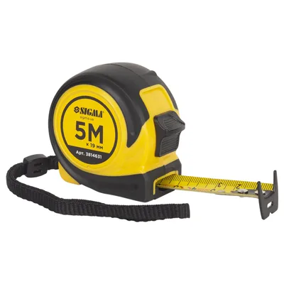 Рулетка обгумована Compact двостороннє полотно/зачіп 5м×19мм SIGMA (3814631)