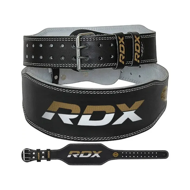 Атлетичний пояс RDX 6 шкіряний Black Gold M (WBS-6RB-M)