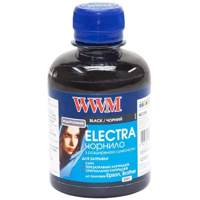Чорнило WWM EPSON Universal Electra для Epson серій Stylus C/CX, T/TX, S/SX, Stylus Office B/BX, T/TX, Stylus Photo, Stylus Photo R/RX, T/TX, P/PX Black (EU/B) 200г