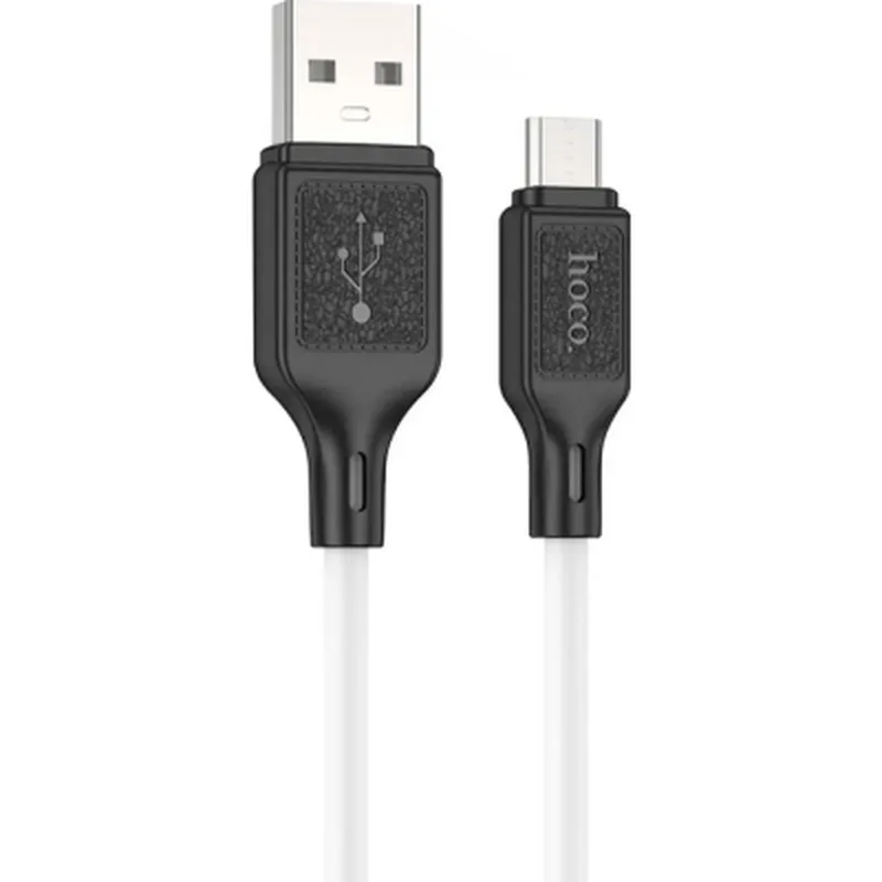 Дата кабель USB 2.0 AM to Micro 5P 1.0m Cool silicone X90 white HOCO (6931474788436)