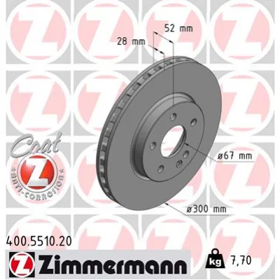 Гальмівний диск ZIMMERMANN 400.5510.20 (упаковка 2 шт)