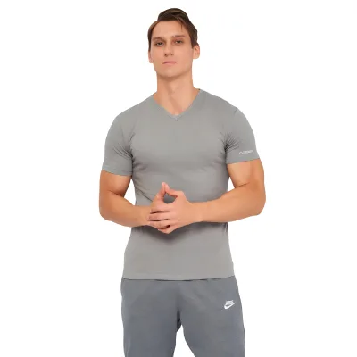 Футболка Kappa T-shirt Mezza Manica Scollo V K1311 GrigioUnito сірий XL (8052394814031)