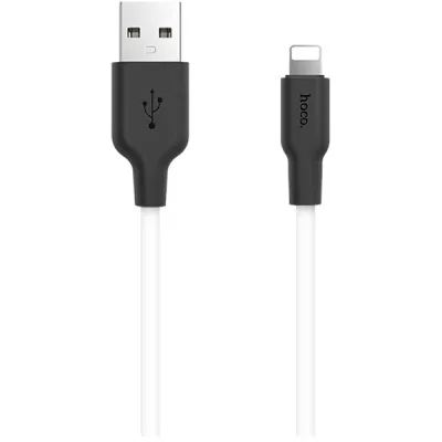 Дата кабель USB 2.0 AM to Lightning 1.0m 2A silicone X21 black+white HOCO (6957531071365)