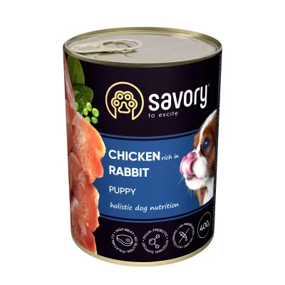 Консерви для собак Savory Dog All breeds Puppy з кроликом 400 г (4820232630587)