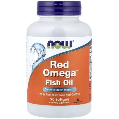 Вітамінно-мінеральний комплекс Now Foods Червоний рис, Омега та Коензим, Red Omega Fish Oil With Red Yeast Rice and CoQ1 (NF1675)