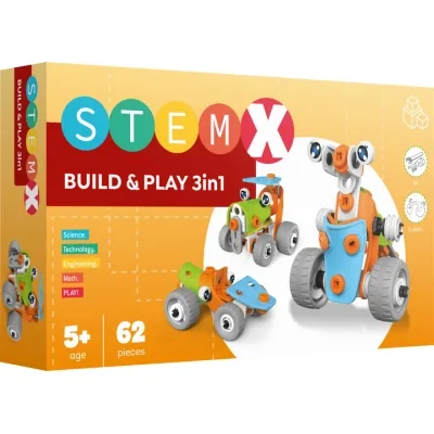 Конструктор Stem з болтами Build&Play 3 в 1 на 62 деталі (3858894673261)