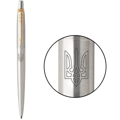 Ручка кулькова Parker JOTTER 17 UKRAINE SS GT BP Тризуб прозорий (16032_T010b)