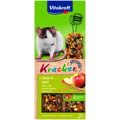 Ласощі для гризунів Vitakraft Kracker з зерном та фруктами для щурів 2 шт (4008239251404)