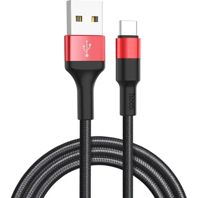 Дата кабель USB 2.0 AM to USB-C 1.0m 2A 18W nylon X26 black+red HOCO (6957531080251)