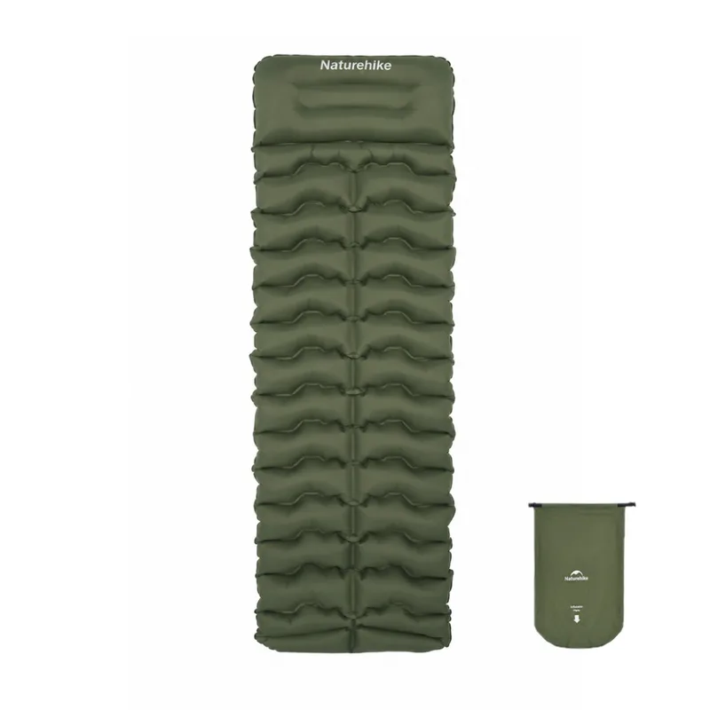 Матрац туристичний надувний одномісний Naturehike CNK2550WS019, 200x60x9.5 см, синій, прямокутний із мішком для надування