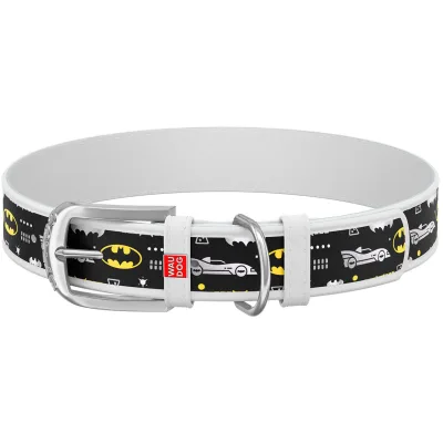 Нашийник для тварин WAUDOG Design з QR паспортом "Бетмен 3" XXS Ш 12 мм Д 19-25 см(білий) (0012-1005-15)