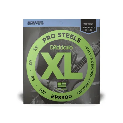 Струни для гітари D'Addario XL ProSteels Bass Custom Light Top/Medium Bottom (43-107) (EPS300)