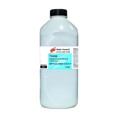 Тонер HP/Canon MPTCOL OS3 500г cyan (фасовка) Static Control (MPTCOL-500B-COS3-P)