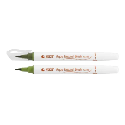 Художній маркер STA пензлик акварельний AQUA NATURAL BRUSH 3700, зелений оливковий (STA3700-37)
