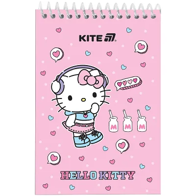 Блокнот Kite на спіралі Hello Kitty А6, 48 аркушів, нелінований (HK25-196-1)