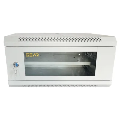 Шафа настінна GEAR 4U 19" 600x450x280 мм, + полка 19", grey (GWMSN-4U-600-450G)