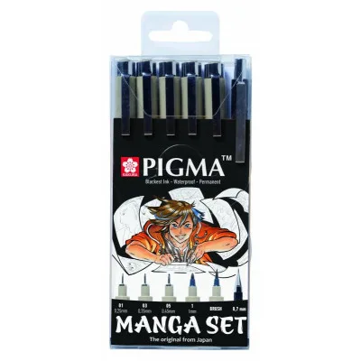 Лайнер Sakura Набір лінерів для манга MANGA PIGMA TOOL SET, 6 шт (8712079397609)