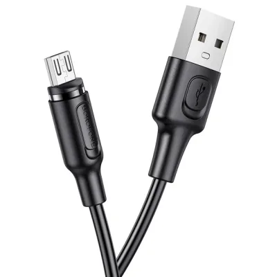 Дата кабель USB 2.0 AM to Micro 5P 1.0m 2.4A magnetic BX41 black BOROFONE (6931474738455)