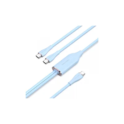 Дата кабель USB-C to 2xUSB-C 1.5m 5.0A Silicone Type Blue Vention (CTMSG)