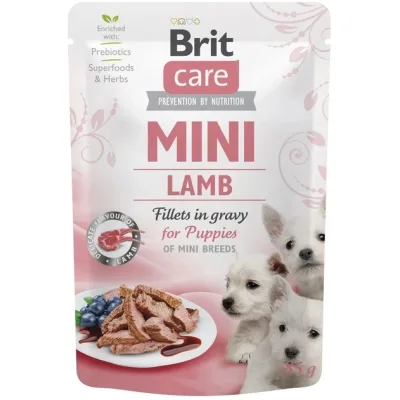 Вологий корм для собак Brit Care Mini для цуценят філе з ягням в соусі (8595602560318)