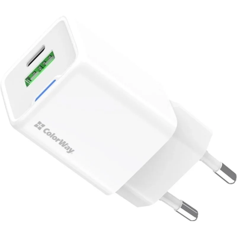 Зарядний пристрій ColorWay GaN Mini 35W PD Port PPS USB (Type-C PD + USB QC4.0) white (CW-CHS055PD-WT)