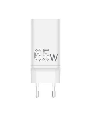 Мережевий зарядний пристрій Sigma mobile X-power 65W GaN, PD, QC (2xUSB-C + 1xUSB-A) White (PS65-01)