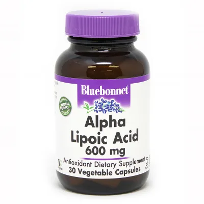 Антиоксидант Bluebonnet Nutrition Альфа-ліпоєва кислота 600 мг, 30 рослинних капсул (BLB0855)